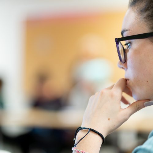 Dawn Mallette, Assistant Professor in the School of Education in the College of Health and Human Sciences during class discussion and lecture, January 29, 2019.